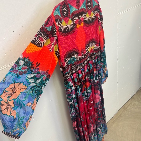 NWT $228 Anthropologie x Bhanuni by Jyoti BohoPatterned Maxi Dress Slits Size 14 - Picture 8 of 15